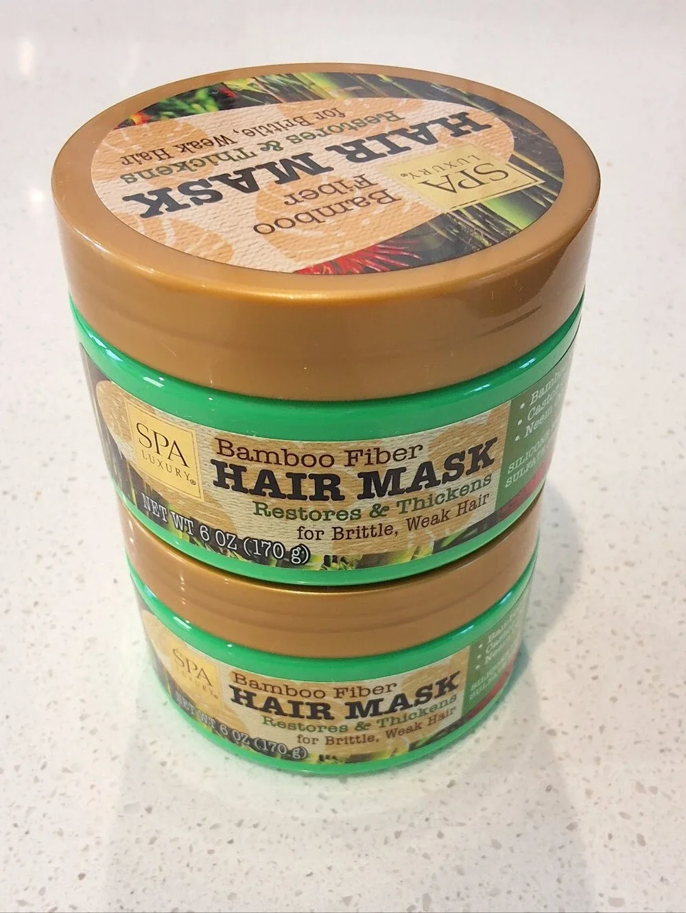 Spa Luxury Bamboo Fiber Hair Masks, Restores & Thickens, Bundle Of 2, 6 oz.